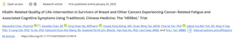 Alexandre Chan: The HERBAL Trial and Its Impact on Integrative Oncology